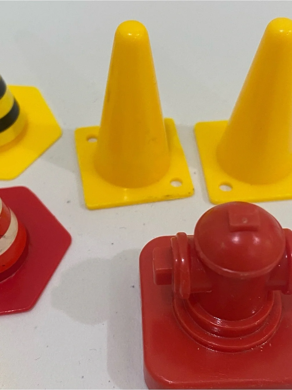 Vintage Lot Of Construction Plastic Toys Workers Roadblocks Cones Signs